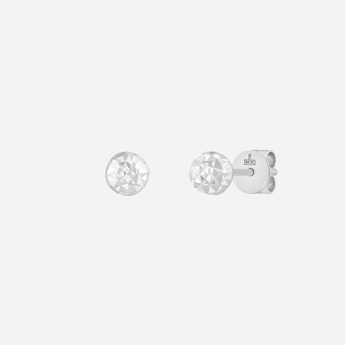 18k white gold cut bead earrings with a sparkling faceted finish, perfect for elegant everyday wear or special occasions.