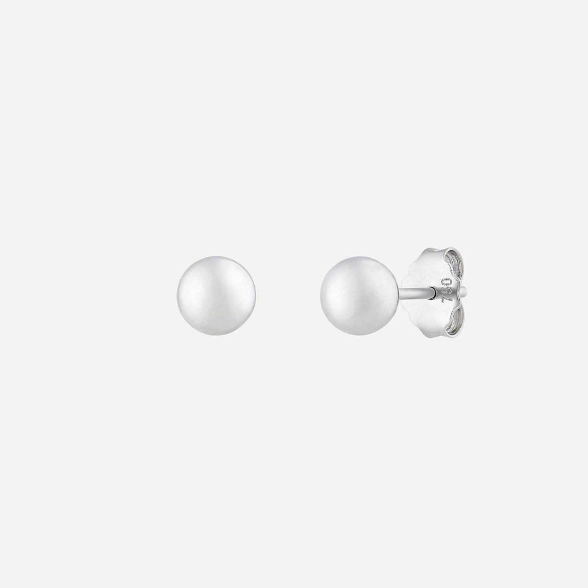18k white gold bead earrings with polished sphere design, perfect for versatile styling and any occasion.