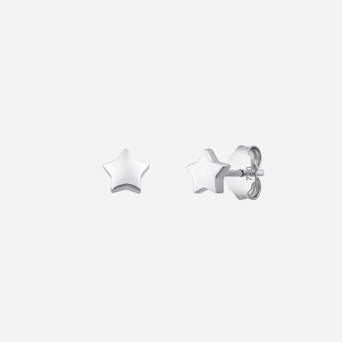 18k white gold star earrings featuring a sleek, minimalist design for a stylish touch. perfect accessory for any outfit.
