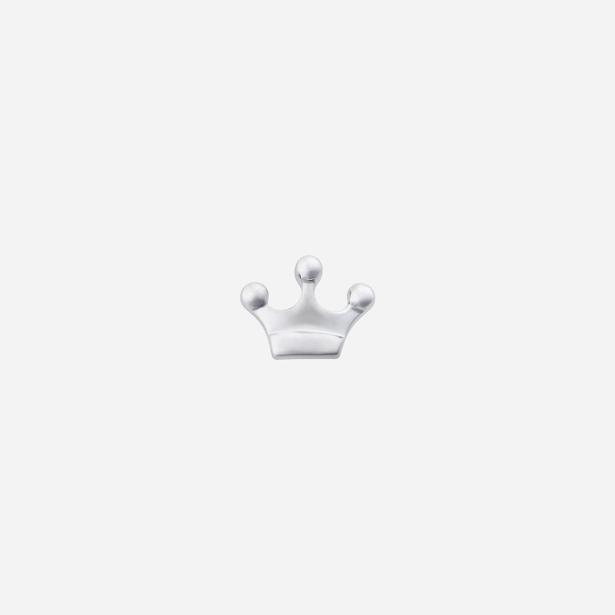 crown single-sided earring in 18k white gold with a sleek, polished design and three spherical accents.
