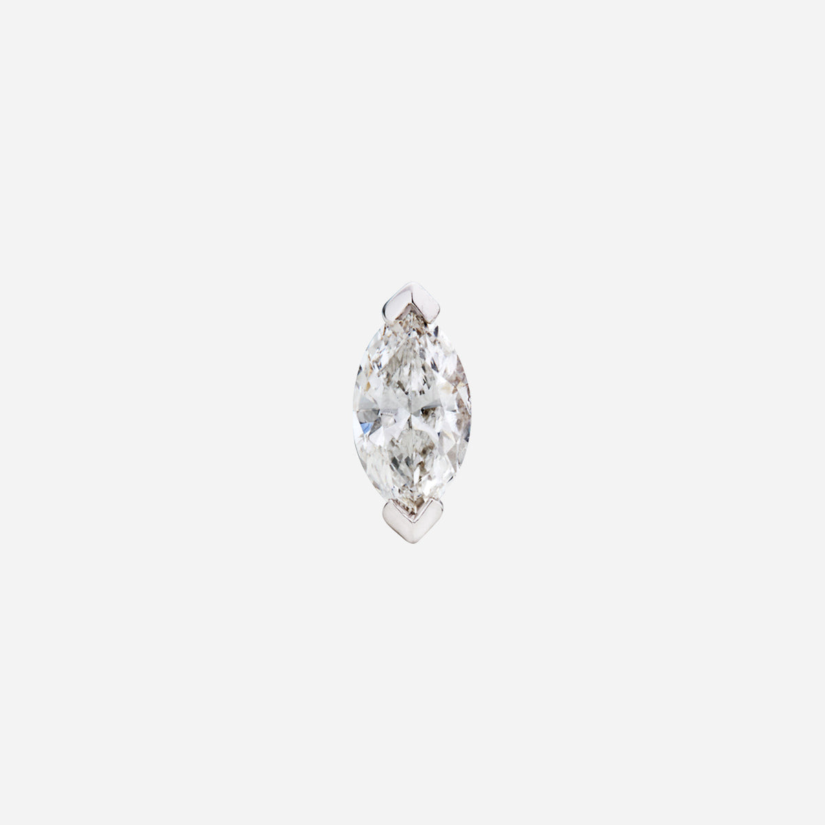 marquise cut diamond stud earring set in 18k white gold, showcasing a stunning sparkling gemstone design.