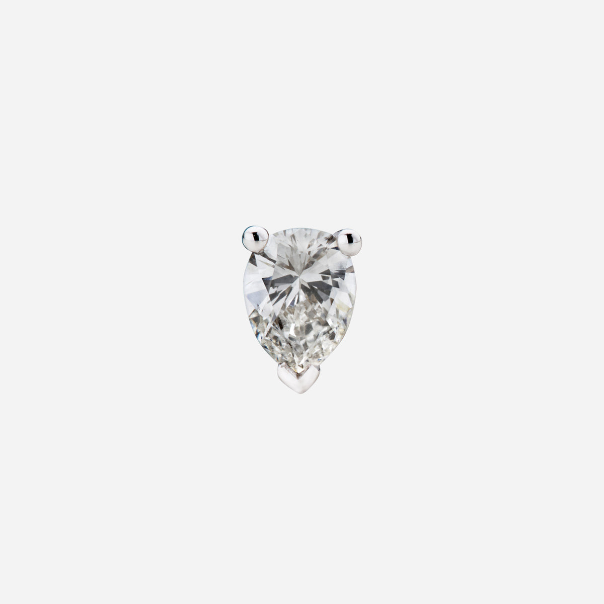 pear cut diamond stud earring in 18k white gold with a stylish, modern design and sparkling detail.