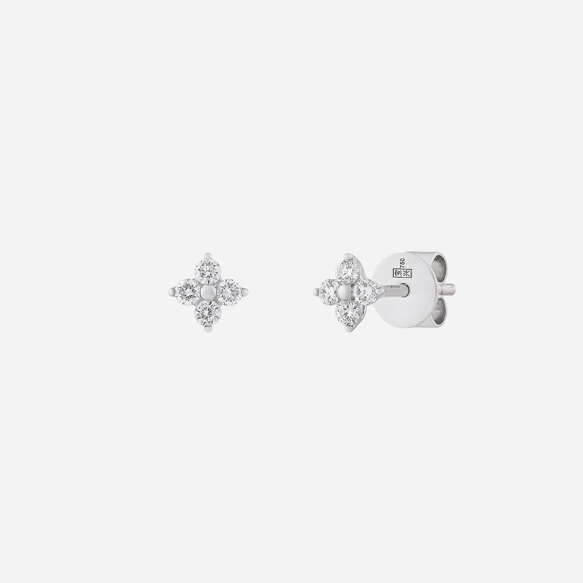 lilac diamond floral earrings in 18k white gold, featuring delicate petals and sparkling gemstones.