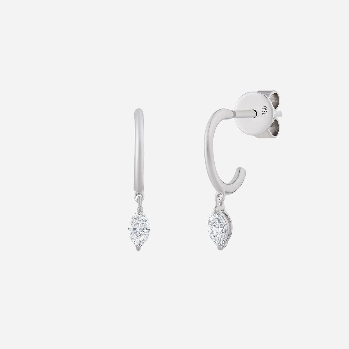 marquise drop diamond earrings in 18k white gold with a sleek and refined design, ideal for everyday wear.