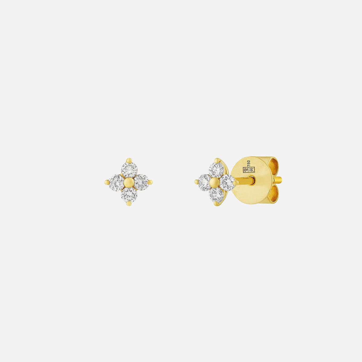 lilac diamond floral earrings in 18k yellow gold, featuring a delicate design with sparkling gemstones.