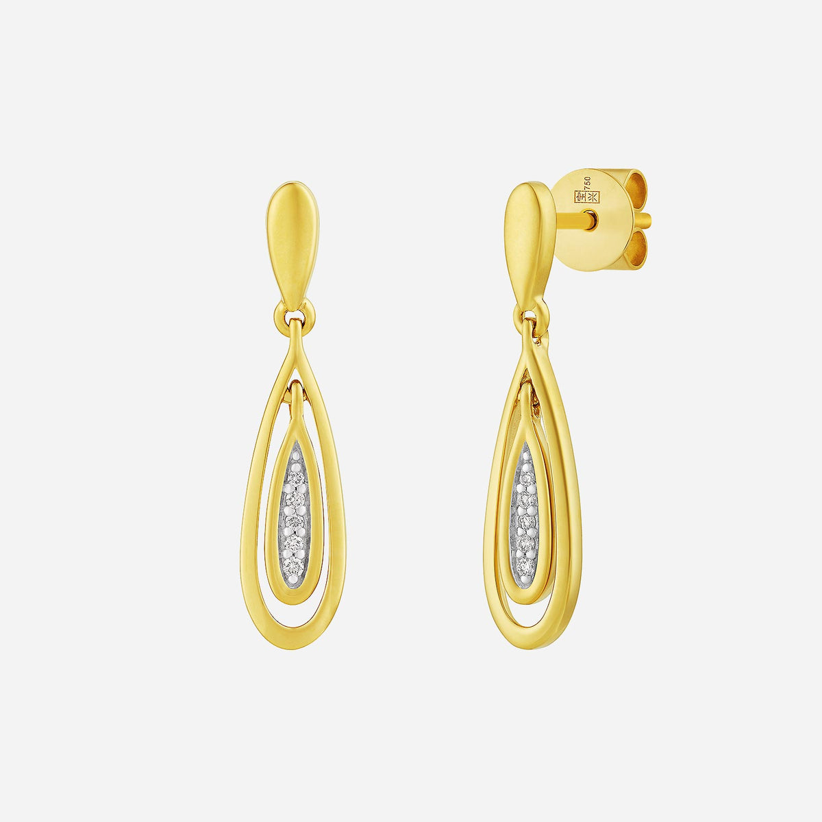 dewdrop earrings in 18k yellow gold featuring sparkling diamonds in a graceful drop design. perfect for elegance.