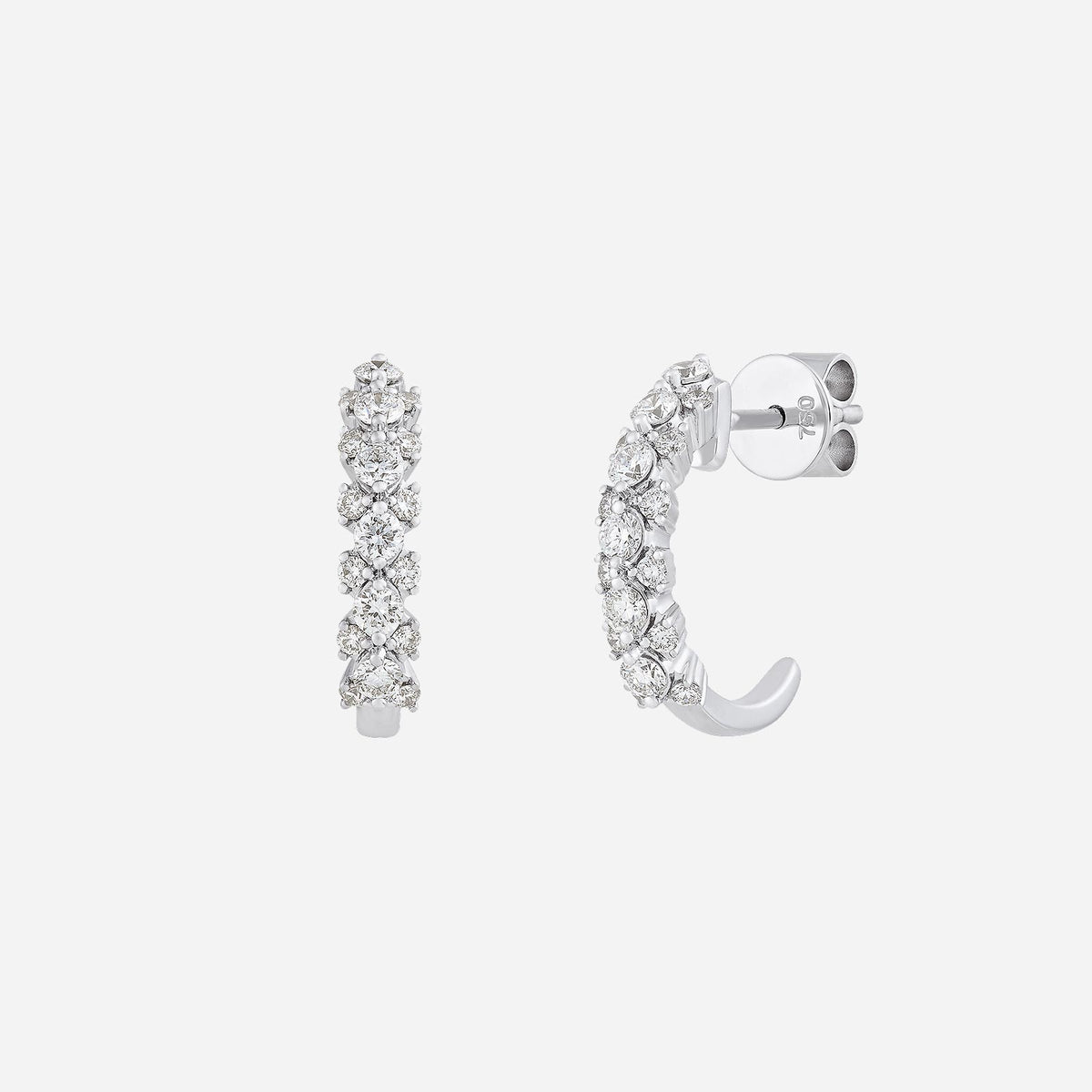 gleam of star diamond earrings in 18k white gold with shimmering diamonds in a modern design. perfect for any occasion.