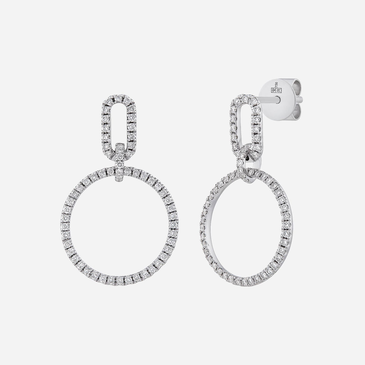 glimmer loop diamond earrings in 18k white gold featuring sparkling diamonds in an elegant loop design.