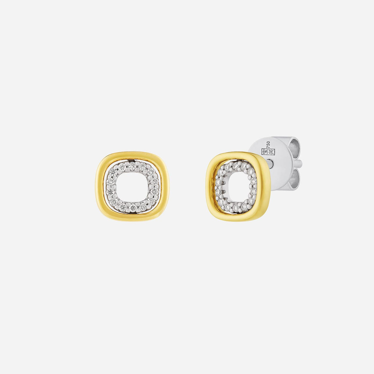 circles of radiant diamond earrings in yellow and white gold, featuring a delicate diamond ring design.