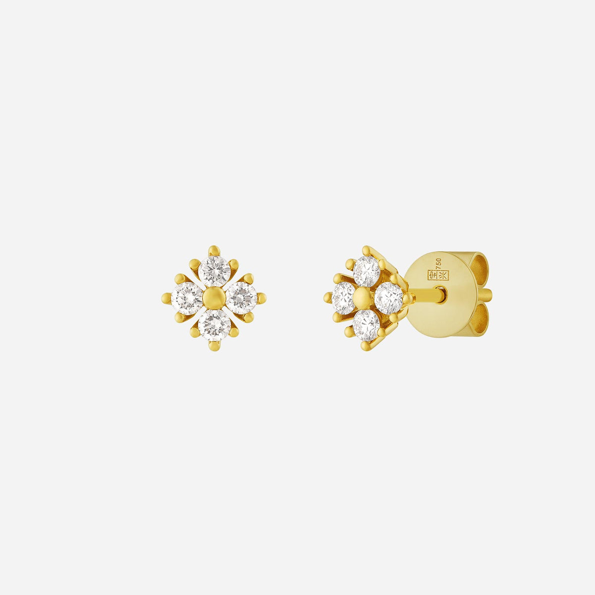 osmanthus diamond earrings in 18k yellow gold featuring floral design with radiant diamond petals.