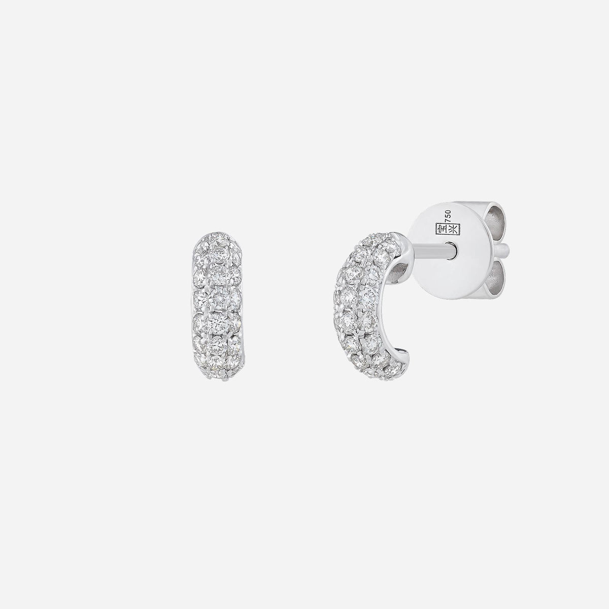 eternity glow diamond earrings in 18k white gold with pavé-set diamonds in a sculpted arc design.