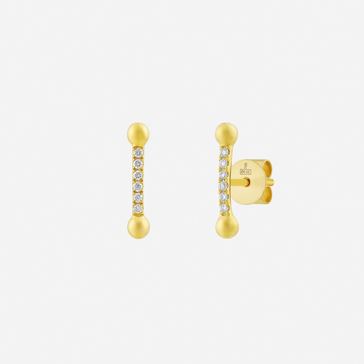line of light diamond earrings in 18k yellow gold with sleek bars and sparkling diamonds, radiating modern elegance.