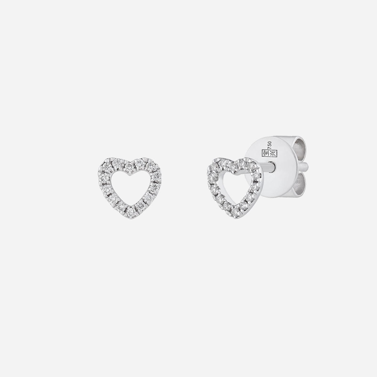 eternal heart earrings in 18k white gold with pavé-set diamonds in a heart silhouette, showcasing elegance and charm.