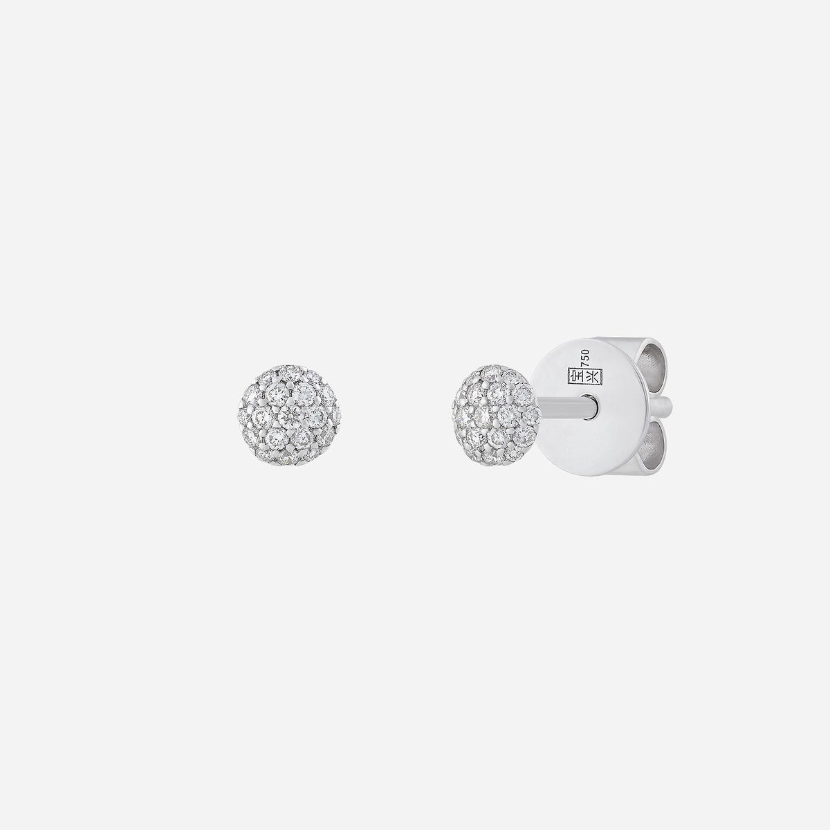 lustrous spheres diamond earrings in 18k white gold with diamond pavé setting for a radiant sparkle.