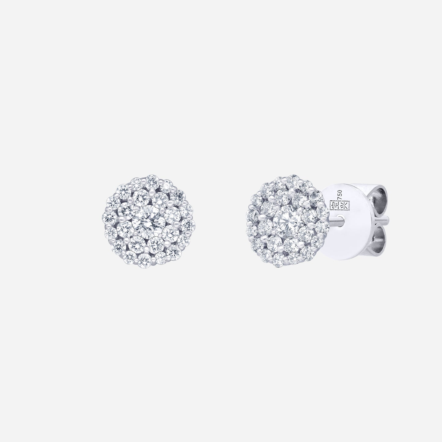 circle allure diamond earrings in 18k white gold with round cluster design, showcasing brilliant diamonds for timeless elegance.