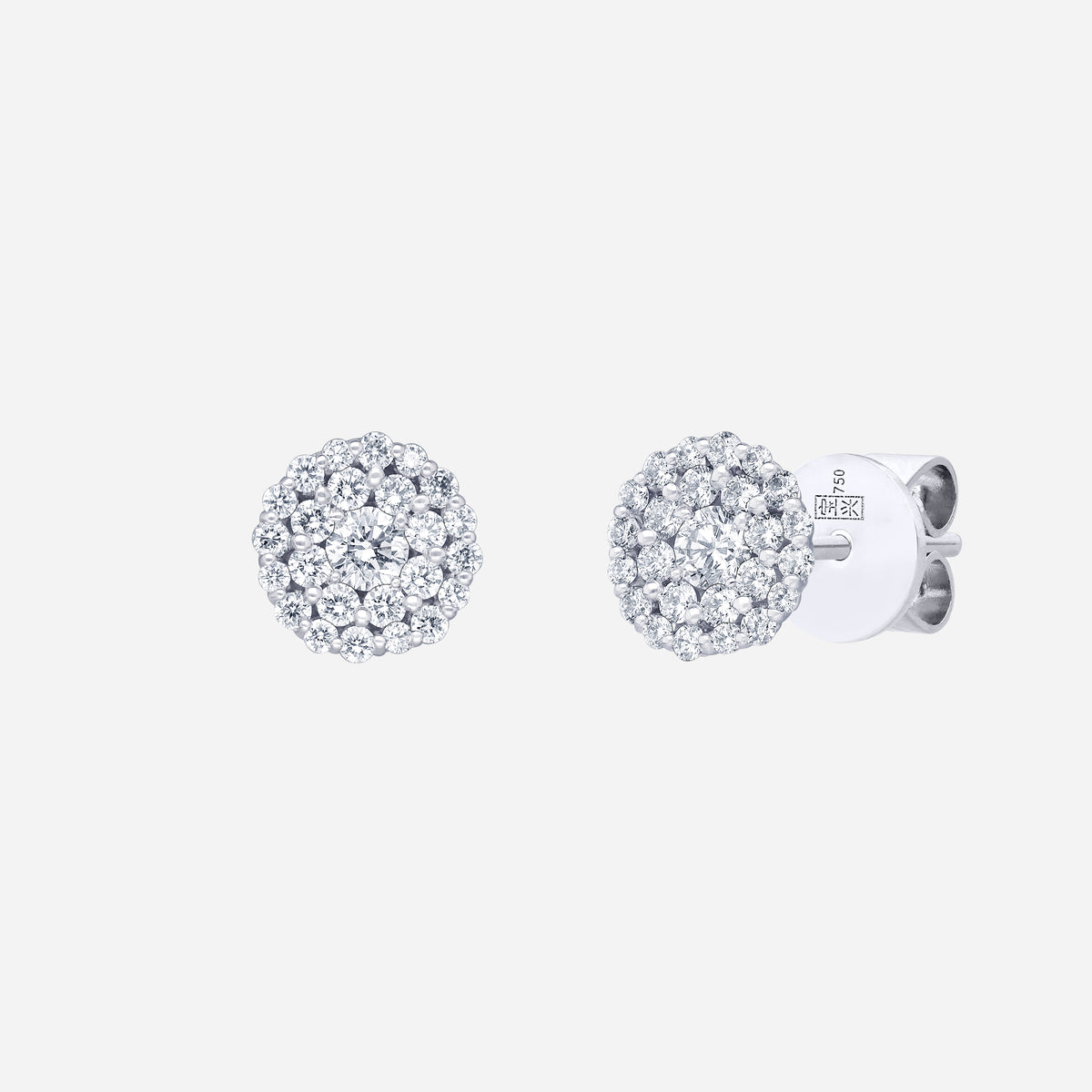 circle allure diamond earrings in 18k white gold with a round cluster design showcasing brilliant diamonds.