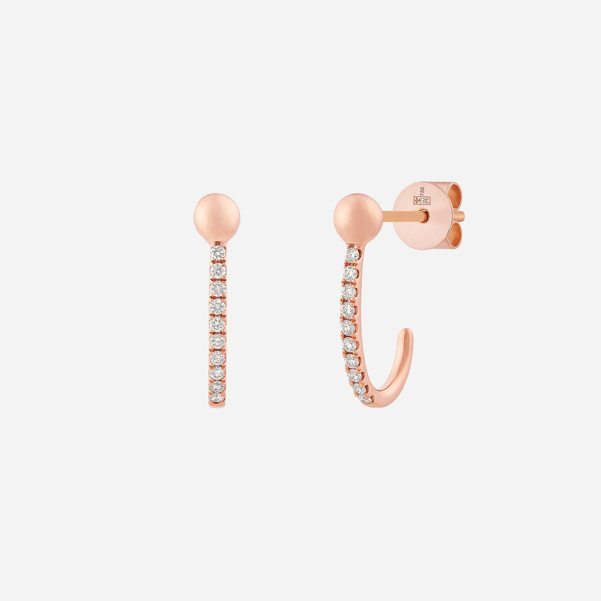 glimmer line diamond earrings in 18k rose gold with pavé set gemstones and a modern sculpted design.