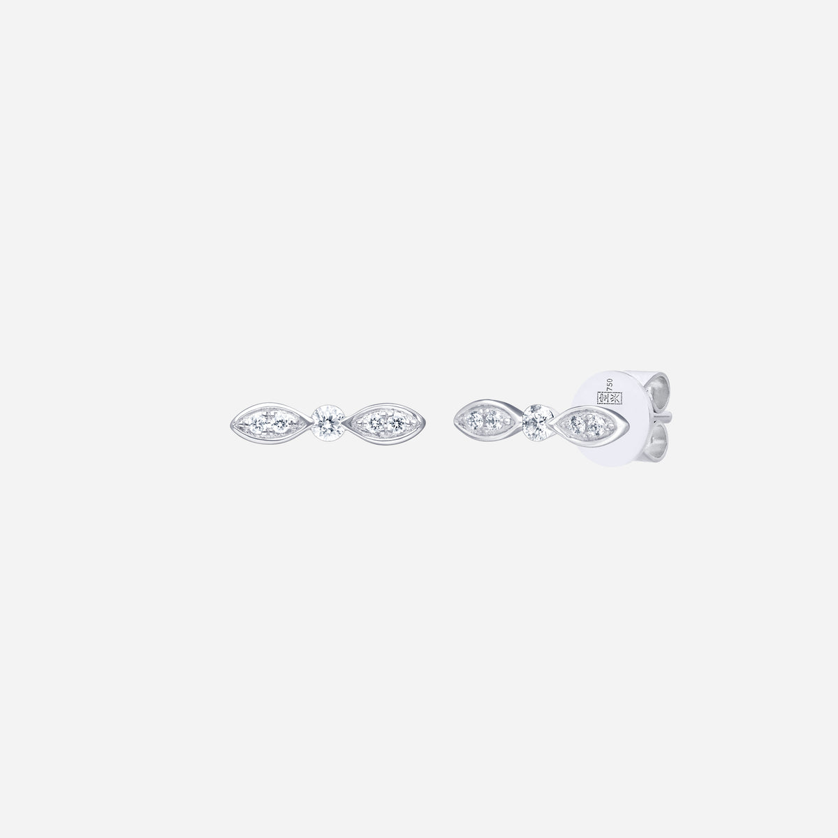 delicate bow earrings in 18k white gold featuring marquise and round diamonds in a subtle design.