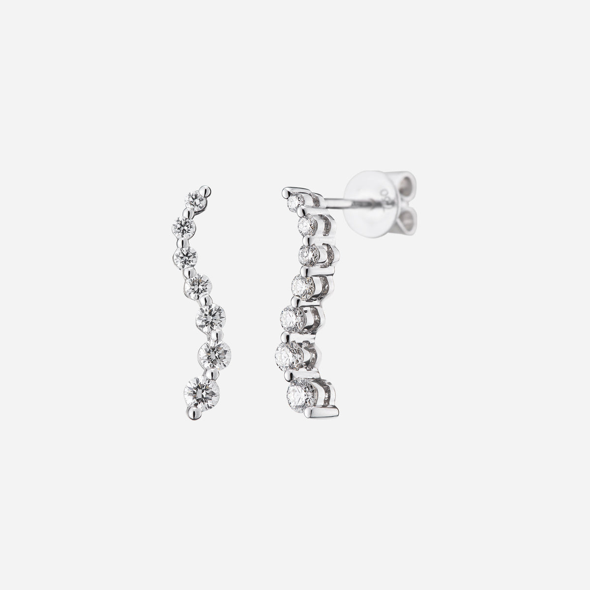 wave diamond earrings in white gold with sparkling round diamonds for a stylish, elegant look. perfect for any occasion.