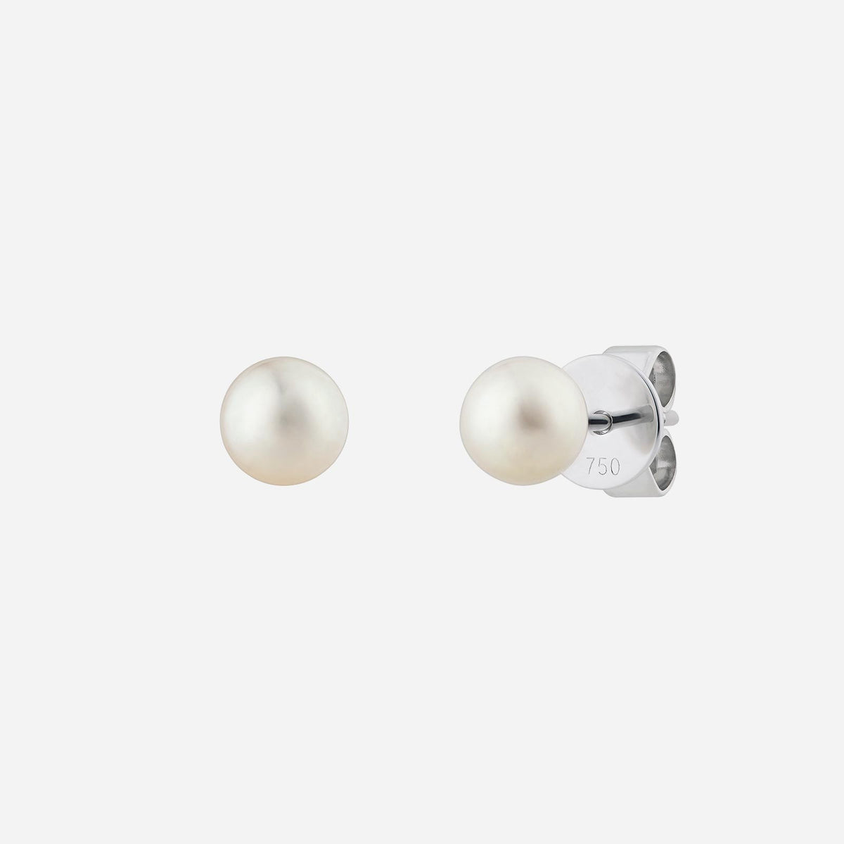 pearl sonata earrings in 18k white gold with lustrous white pearls and classic stud design.