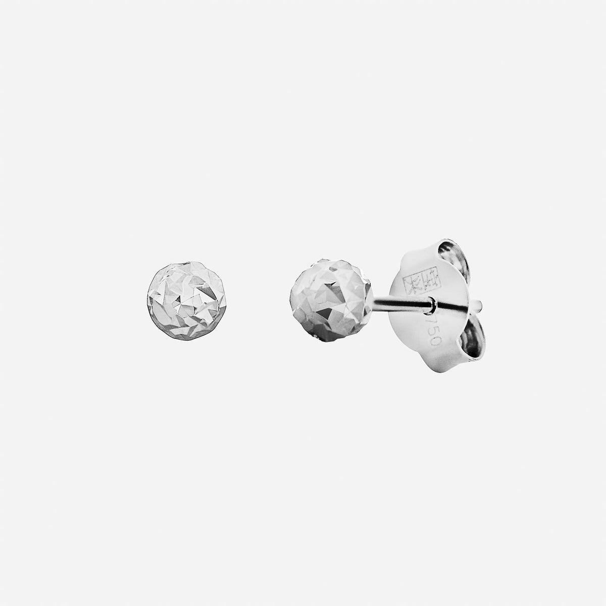 textured bead earrings in 18k white gold with a faceted design, elegant for any special occasion.