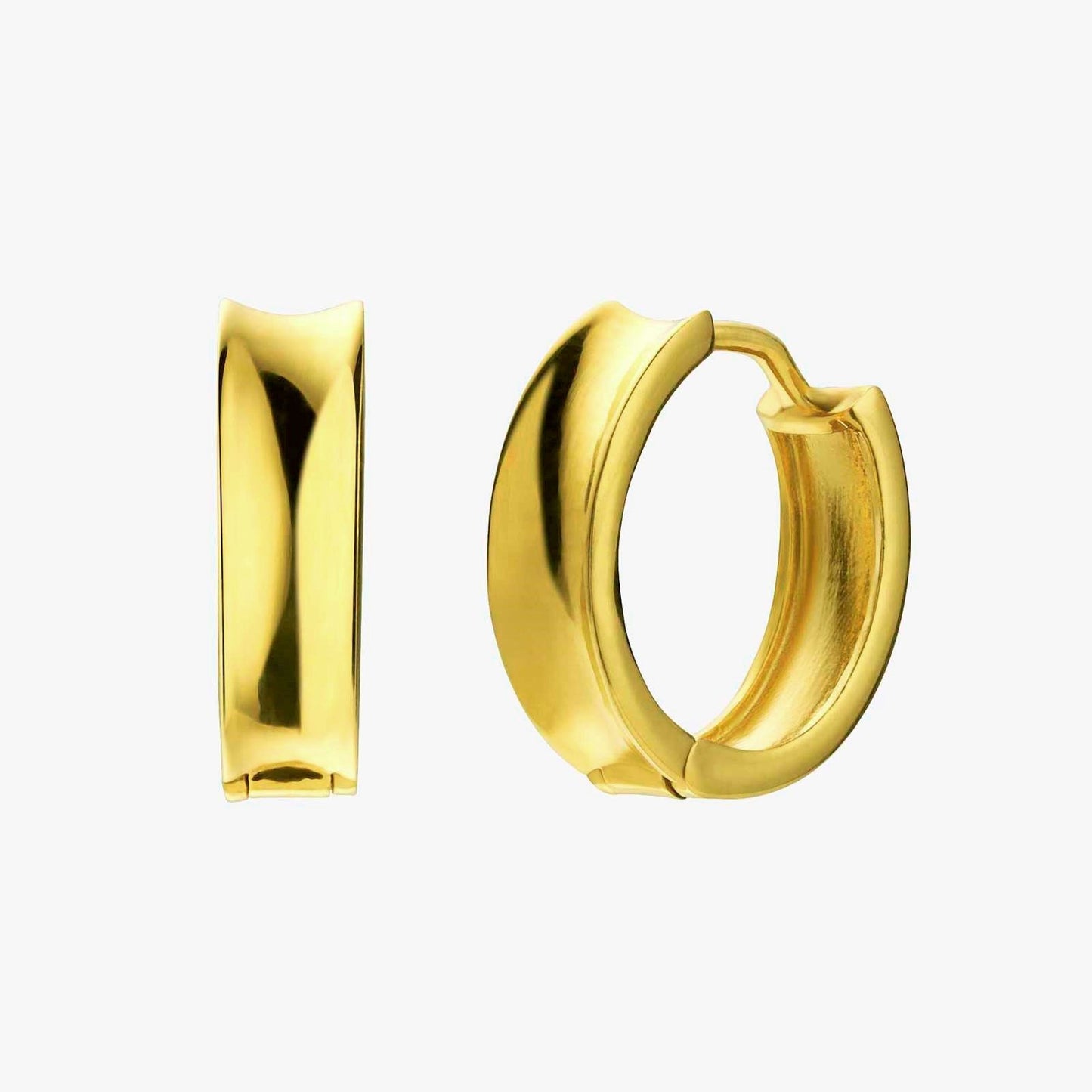22k yellow gold huggie earrings with a sleek, polished design, perfect for elegant, everyday wear.