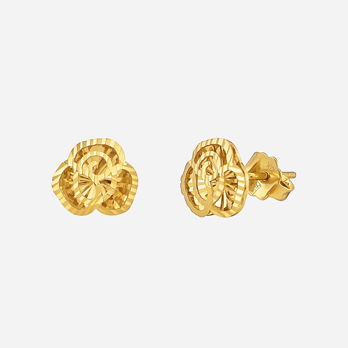 mariposa lily stud earrings in 22k yellow gold with a nature-inspired floral design and textured finish.