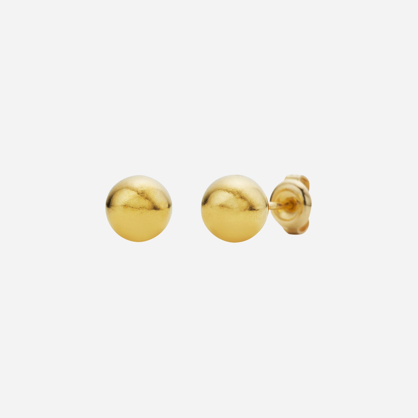 round circular bead earrings in 22k yellow gold with a polished finish, showcasing a sleek, minimalist design.