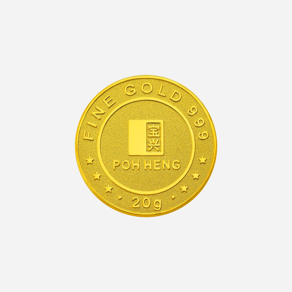 treasures horse 20gm medallion in 24k yellow gold with detailed horse motif and poh heng branding.
