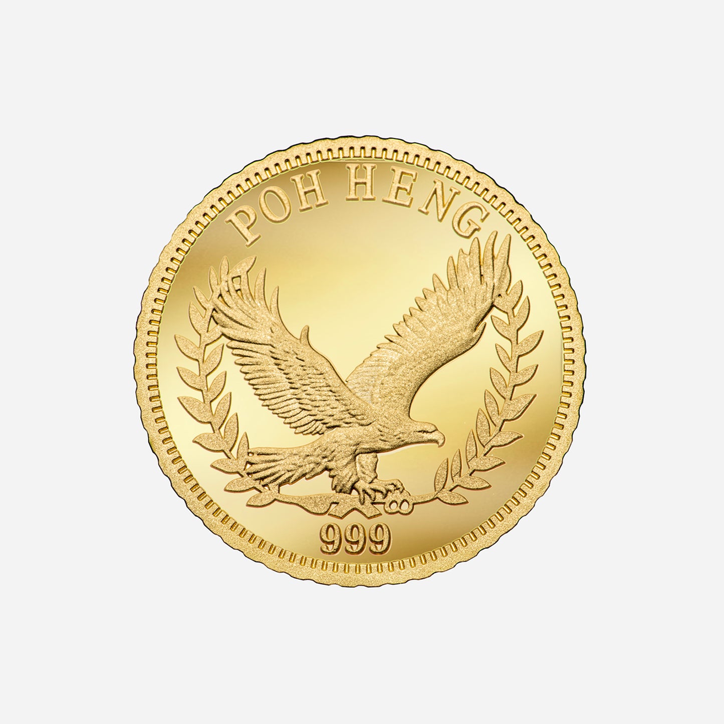 gold medallion with eagle design, crafted in 24k yellow gold, featuring intricate detailing and polished finish.