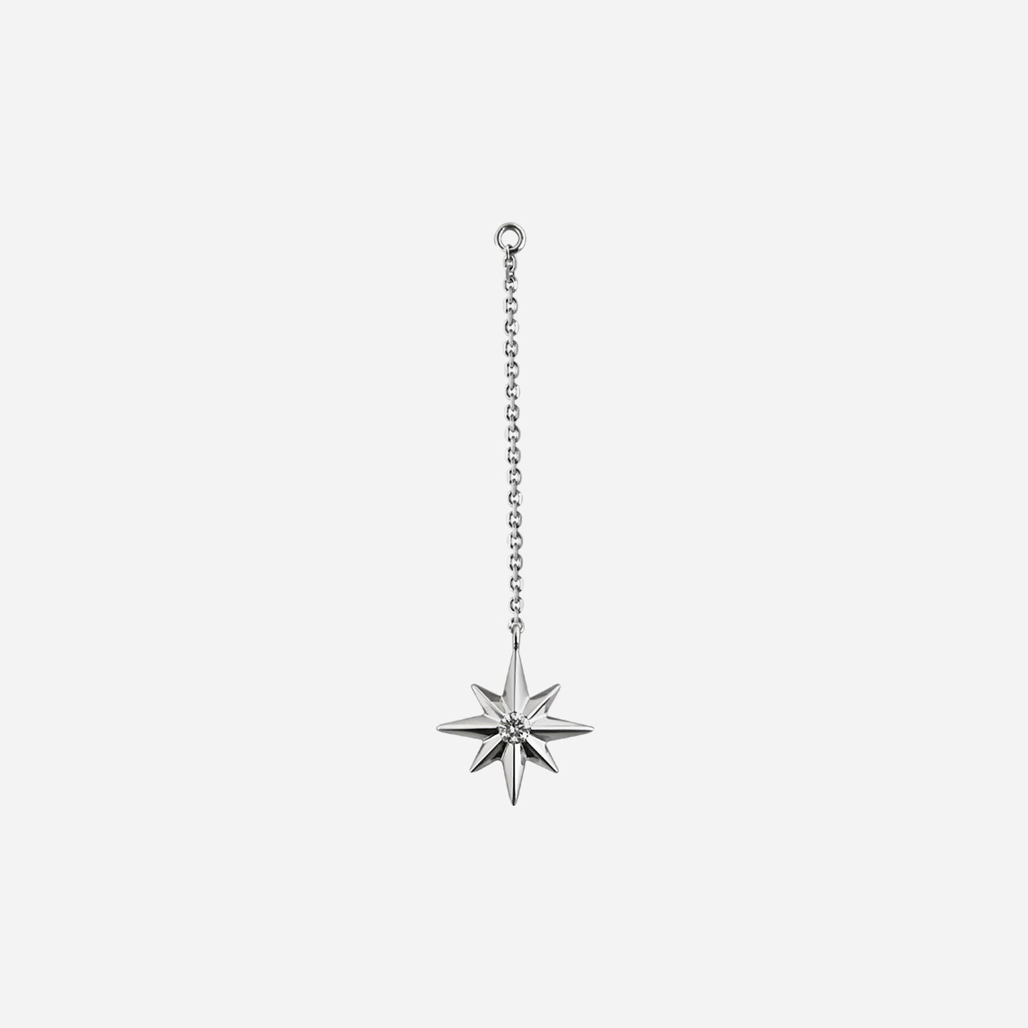 bling dangling accessory in 18k white gold with a star-shaped design and sparkling diamond detail.