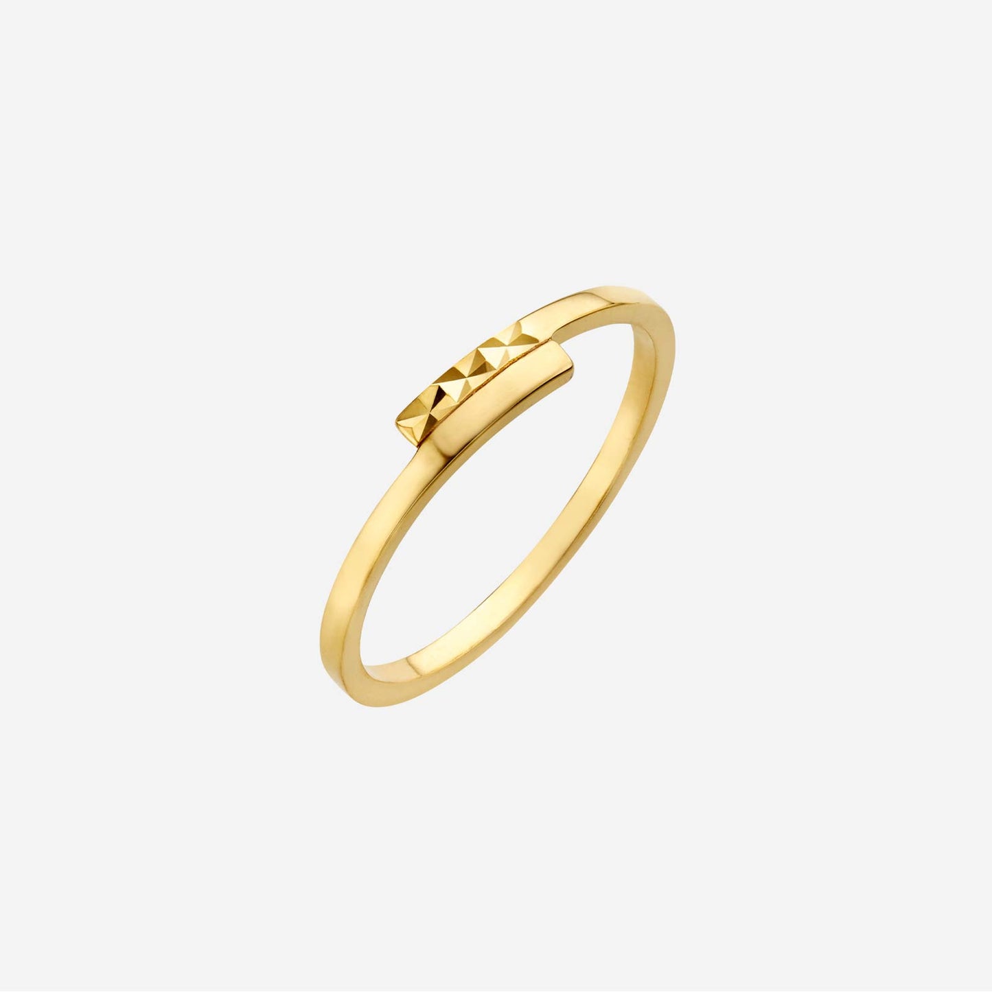 bypass ring in 22k yellow gold with a sleek, raised triangular design for a modern, stylish look.