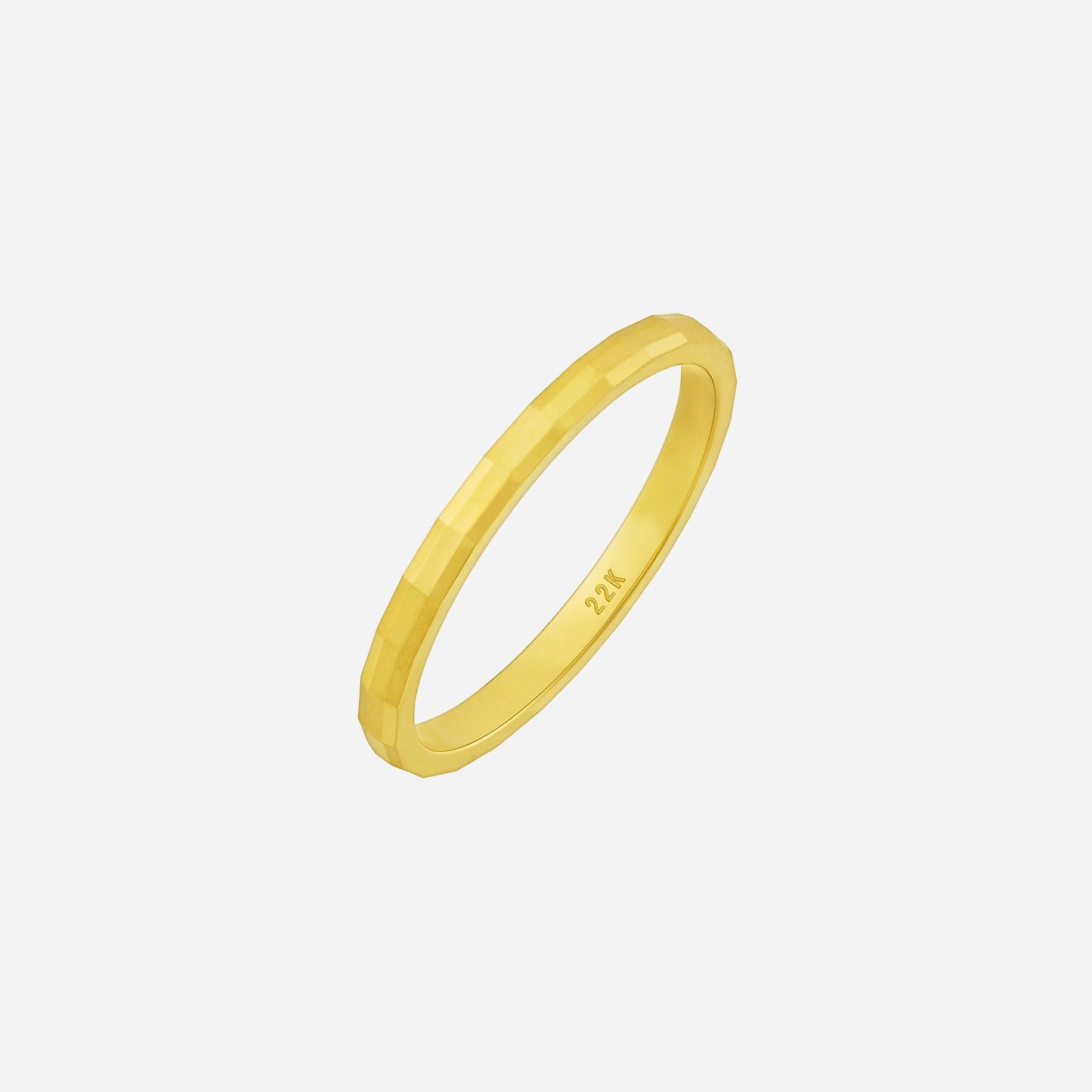 elegant 22k yellow gold ring with a chic faceted finish, perfect for stacking or as a standalone statement piece.