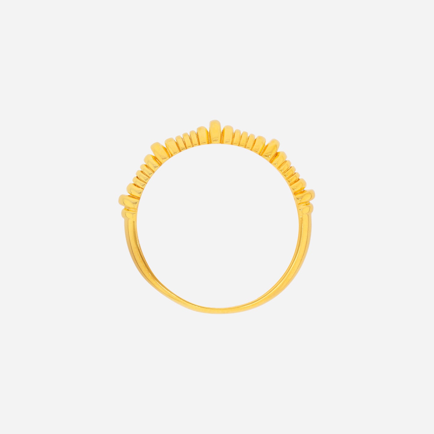 bolt ring in 22k yellow gold with sculpted bolt-like detailing, offering a bold and refined design.