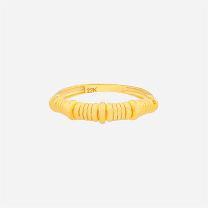 Bolt Ring in 22K yellow gold featuring a sleek band and sculpted bolt-like detailing for a refined finish.