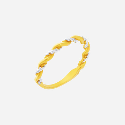 22K yellow and white gold rope ring with twisted design, featuring a dual-tone high-shine finish.