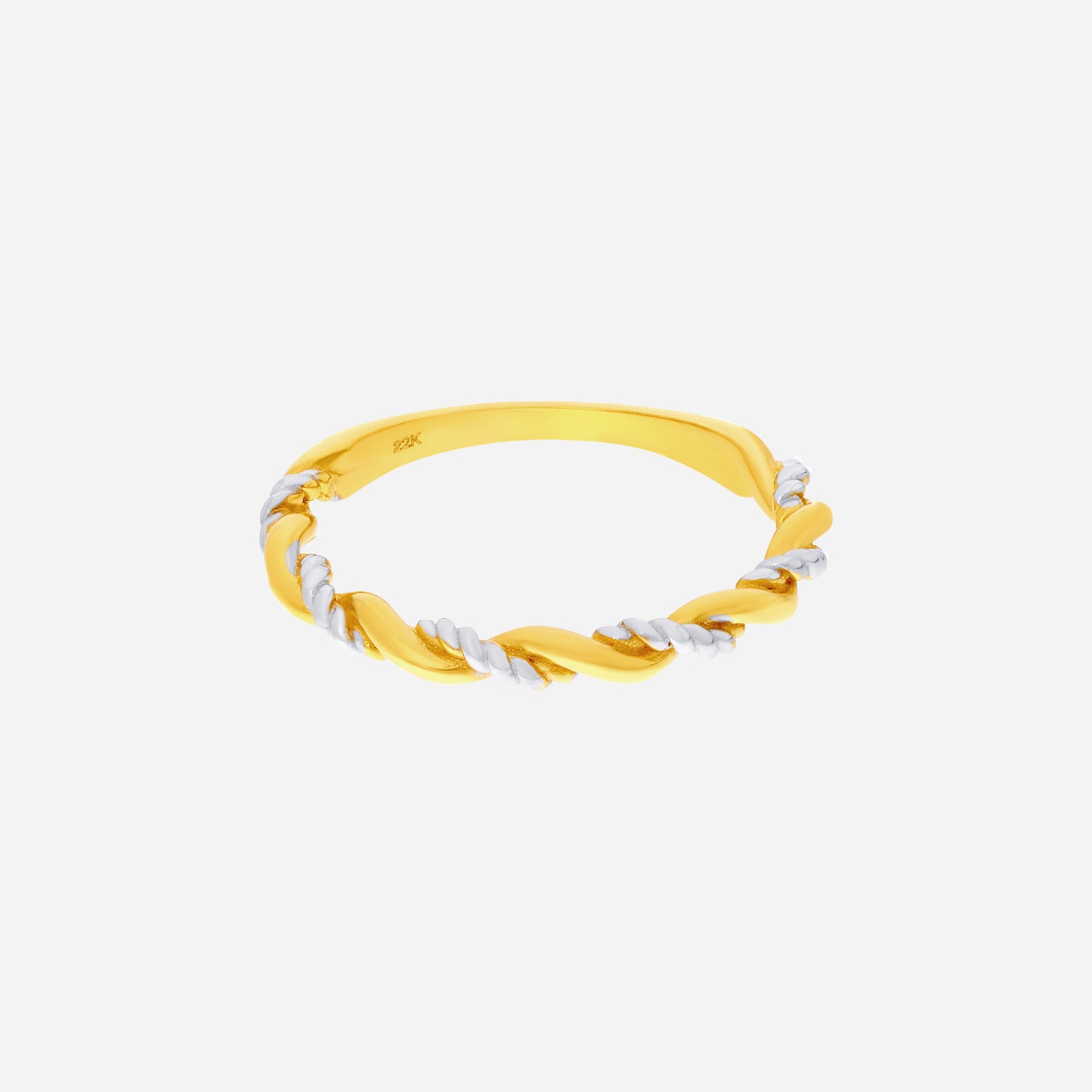 rope ring in 22k yellow and white gold with a twisted two-tone design for a bold and stylish look.