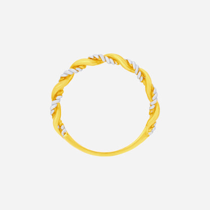 Rope ring in two-tone yellow and white gold with twisted design for a bold, high-shine finish.