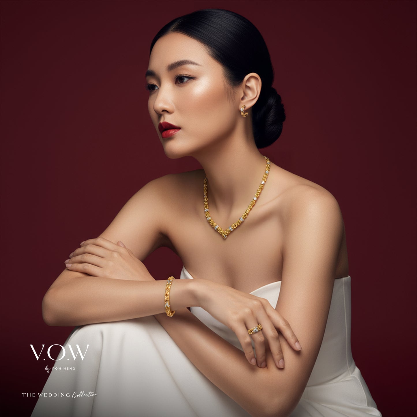 gleam of devotion ring in 22k yellow and white gold, featuring intricate beadwork symbolizing timeless love.