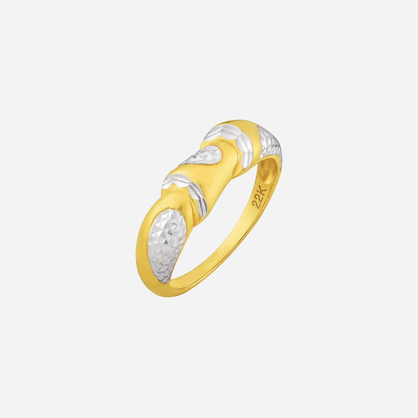 perpetual affection ring in 22k yellow and white gold with a unique textured design representing unity and love.