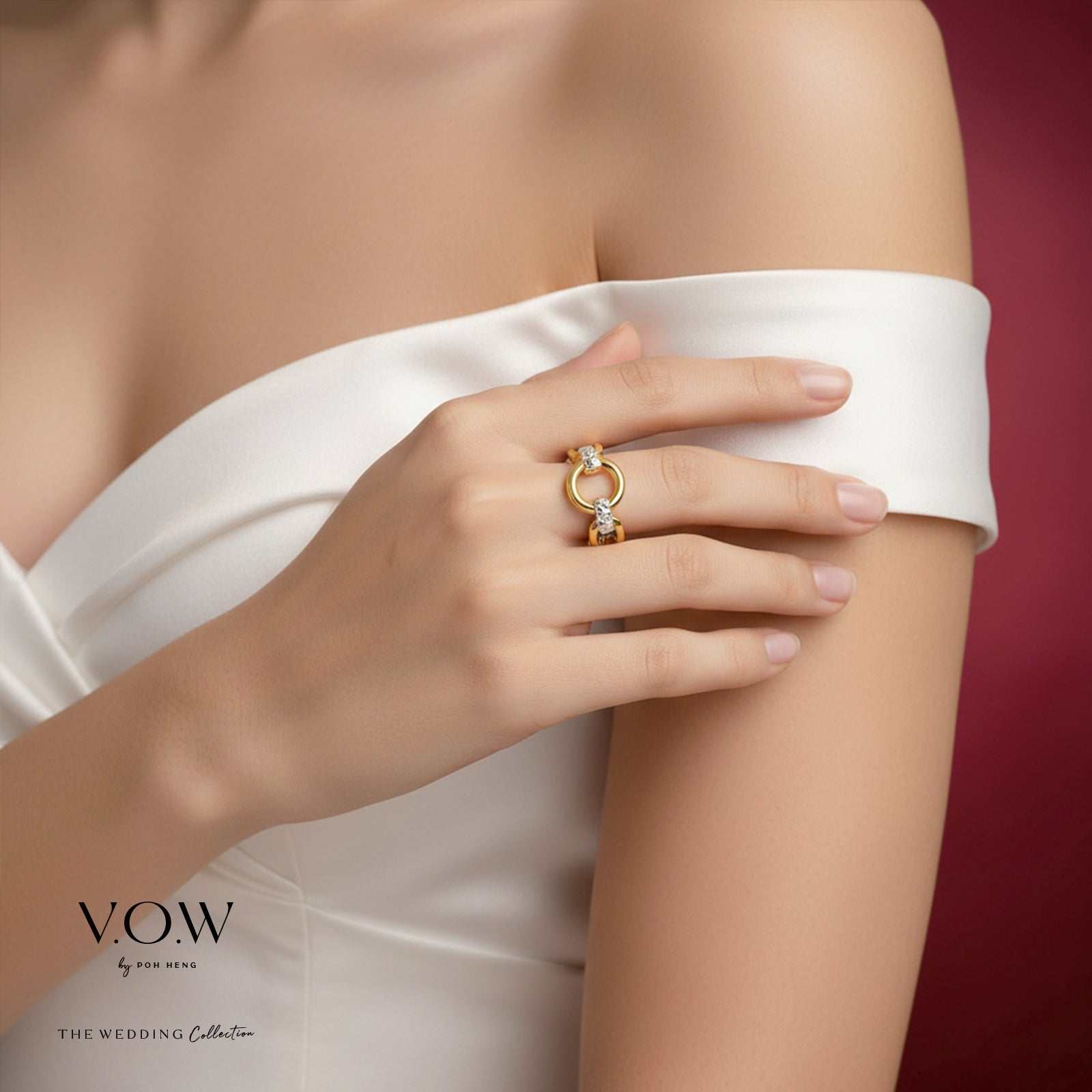 Circle of Glamour Ring in 22K yellow and white gold featuring entwined design with shimmering accents.