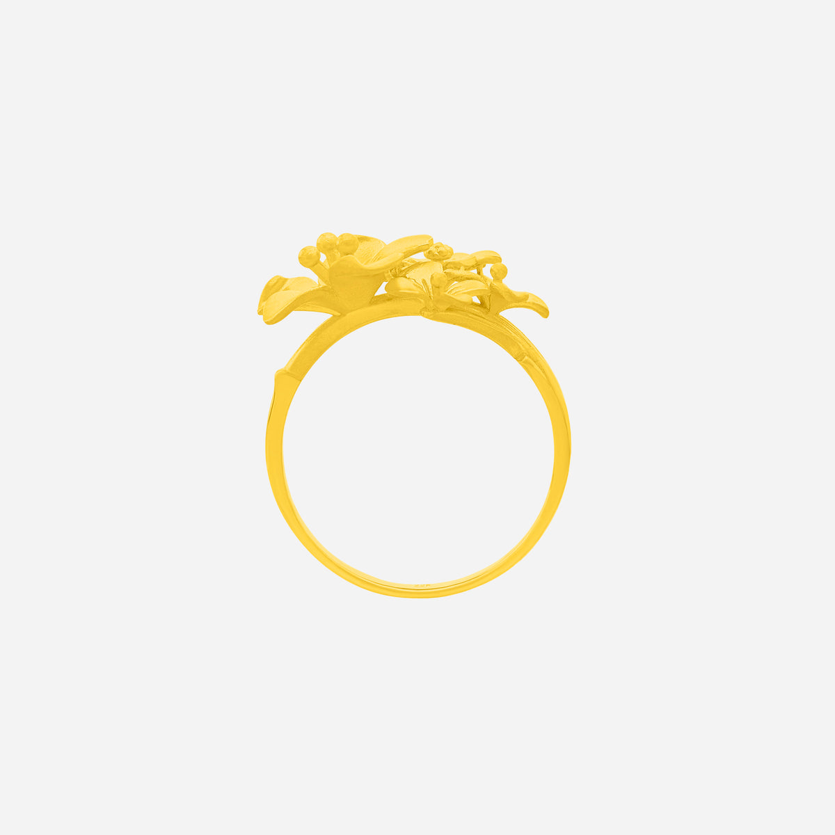 dreamy bloom ring in 22k yellow gold featuring textured floral designs with raised petals for a detailed look.