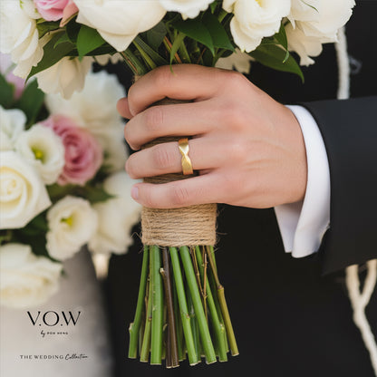 Timeless Love Band in 22K Champagne Gold, featuring a refined design. Perfect for weddings and symbolizing commitment.