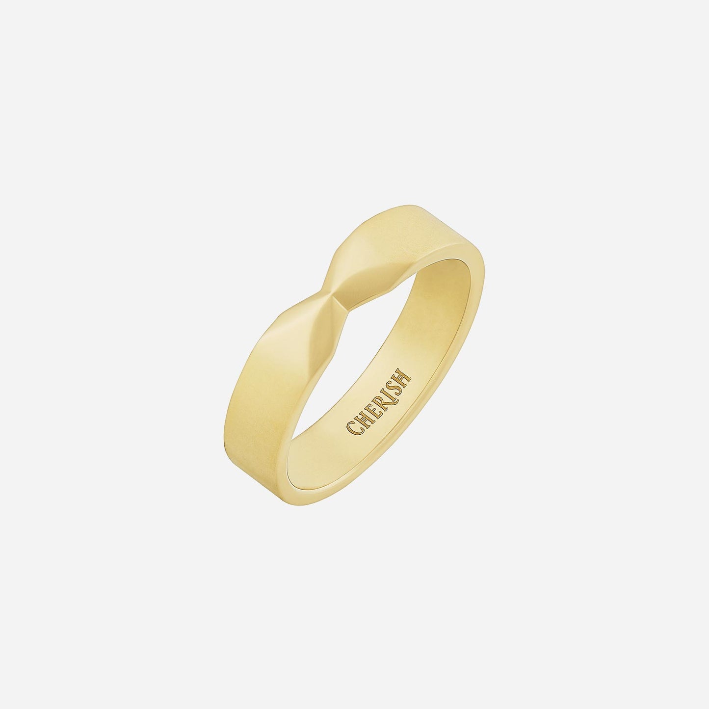 timeless love band in 22k champagne gold with a refined twisting design, symbolizing commitment for men and women.