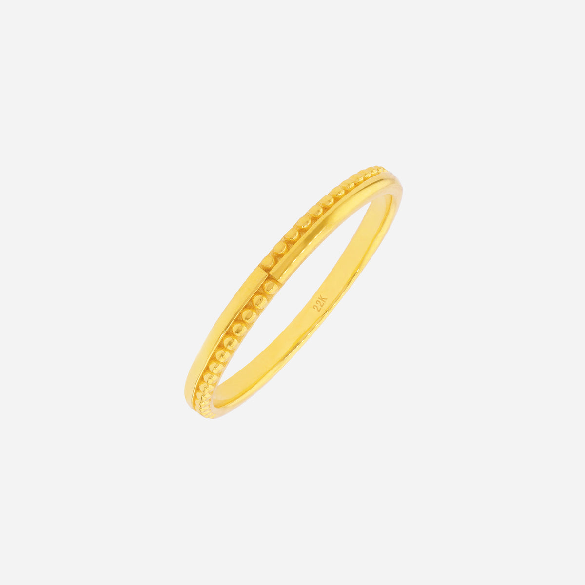 beaded edge ring in 22k yellow gold with a slim polished band and fine beaded accents for an elegant finish.