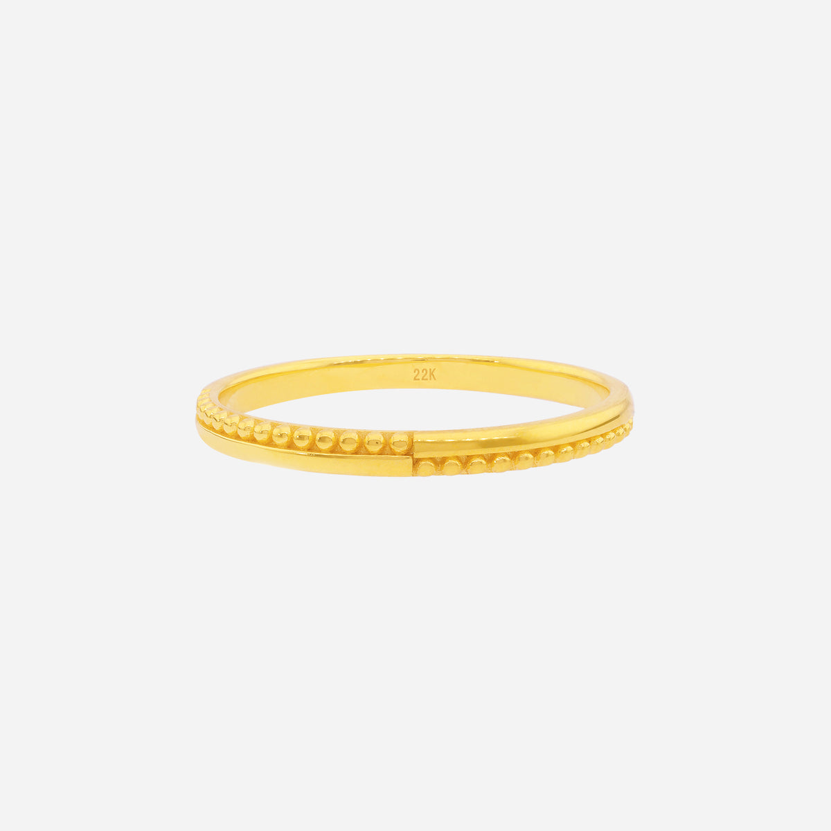 Beaded Edge Ring in 22K yellow gold with a slim polished band and fine beaded accents, ideal for stacking.