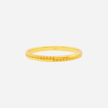 Beaded Edge Ring in 22K yellow gold with a slim polished band and fine beaded accents, ideal for stacking.