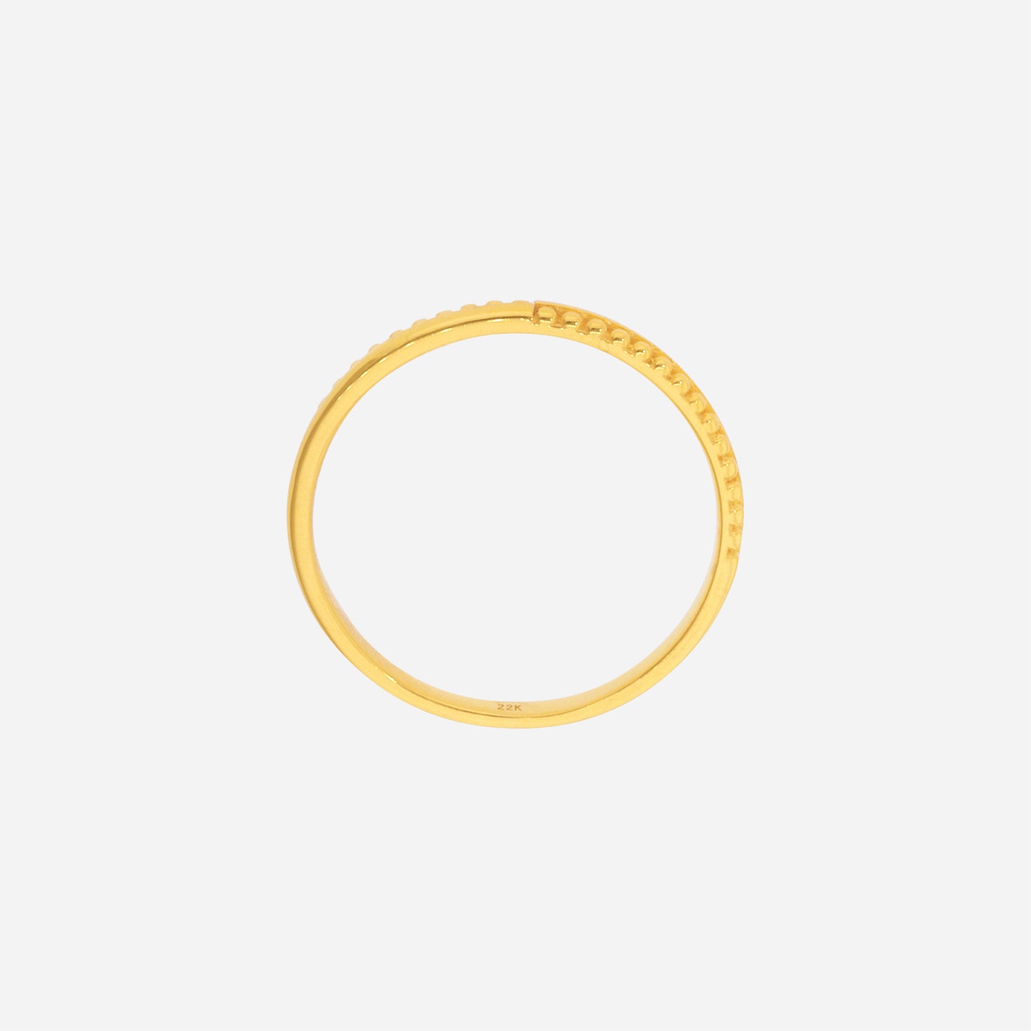 beaded edge ring in 22k yellow gold with a slim polished band and fine beaded accents. perfect for stacking.