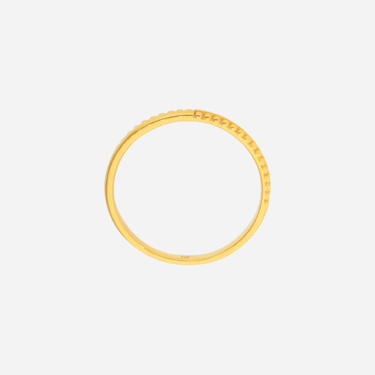 Beaded Edge Ring in 22K yellow gold with a slim polished band and fine beaded accents. Perfect for stacking.