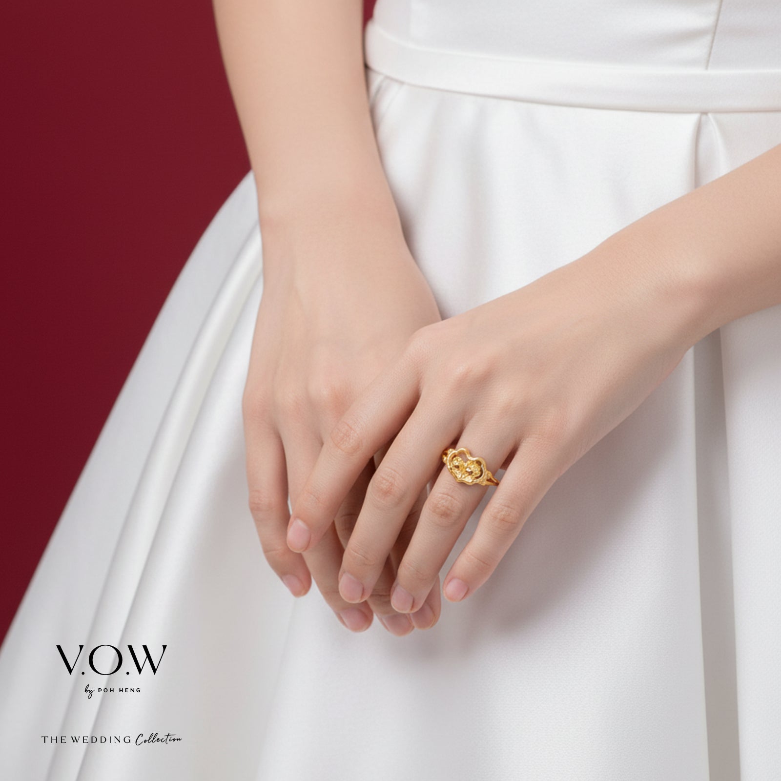 Lotus Harmony Ring in 24K Yellow Gold featuring twin lotus design, set on a delicate band, perfect for celebrations.
